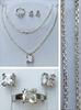 Set: 925er Silber Kette, Anhänger, Ohrringe & Ring Zirkonia Silberset -
