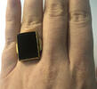 Ring Größe 52 Schmuck vergoldet mit schwarzem Stein -