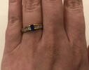 Ring Größe 8 57 Pierre Lang Schmuck PL vergoldet mit blauem und klaren Steinen -