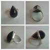 Tropfen Silberring 925er Silber mit schwarzem Stein Silberschmuck Ring -