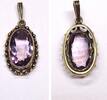 Schöner vergoldeter Anhänger lila Stein Amethyst violett Modeschmuck Antik -