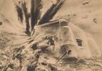 Deutschland Drittes Reich II. Weltkrieg , Militaria, Propaganda Künstler Ansichtskarte, Heß R., Deutsche Stukas greifen an, polnische Bunker -