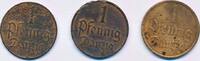 Danzig 3x 1 Pfennig 3x Münzen Lot -