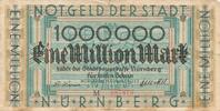 Deutsches Reich Deutschland 1 Million Mark Notgeldschein Stadt Nürnberg, Bayern -