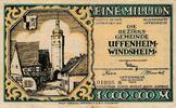 Deutsches Reich Deutschland 1 Million Mark Notgeld, Uffenheim-Windsheim Bezirksgemeinde , Bayern -
