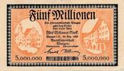 Deutsches Reich Deutschland 5 Millionen Mark Notgeldschein, Wangen, Baden-Württemberg -