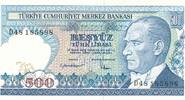 Türkei Türkiye 500 Lira 7. Emisyon 500 Türk Lirasi 2. Tertip -