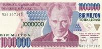 Türkei Türkiye 1000000 Lira 7. Emisyon 2. Tertip Bir Milyon Türk Lirasi -