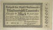 Deutschland Deutsches Reich 500.000 Mark Notgeld, der Stadt Oberhausen, Rheinland, Weimarer Republik, Westfalen -