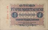 Deutschland, Deutsches Reich 500.000 Mark Gutschein, Hamborn/ August Thyssen-Hütte, Rheinland -