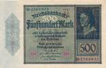 Deutsches Reich Deutschland 500 Mark, Reichsbanknote Udr.-Bst.: A, Serie: B -