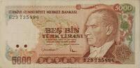 Türkei 5000 Lira Banknote E7 2. Tertip -