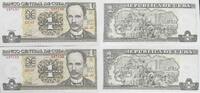 Kuba 1 Peso zwei folgende Seriennummer, 687431-2, Banknote -