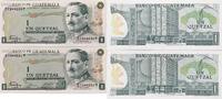 1 Quetzal 1983 Guatemala zwei folgende Seriennummer,  07344030A- 1A, Banknote I