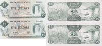 Guyana 5 Dollars zwei folgende Seriennummer, A/39 584631-2, Banknote -