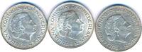 Niederlande 3x Silber Münzen Lot 3x 2 1/2 Gulden 1960, 1966 vz