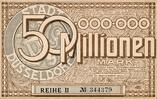Deutsches Reich 50 Millionen Mark Notgeld Inflation Stadt Düsseldorf , Reihe II -