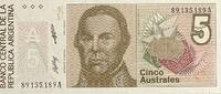 Argentinien 5 Australes Banknote -