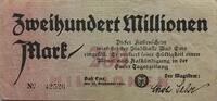 Deutschland Deutsches Reich 200 Mio. Mark Notgeld der Stadt Bad Ems -