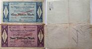 Deutschland Deutsches Reich 1 Mio., 2 Mio. Mark Notgeld Mitteldeutsche Creditbank, Darmstädter- und Nationalbank Leipzig -