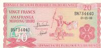 Burundi 20 Francs Banknote Banque de la Republique du Burundi -