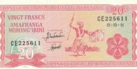 Burundi 20 Francs Banknote Banque de la Republique du Burundi -