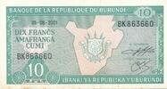 Burundi 10 Francs Banknote Banque de la Republique du Burundi -
