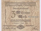 Deutschland 3 Millionen Mark Deutschland 3 Millionen Mark 1923 Notgeld Stuttgart -