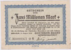 Deutschland 2 Millionen Mark Deutschland 2 Millionen Mark 1923 Notgeld Gottfried Hagen Aktiengesellschaft -