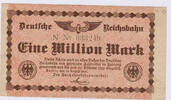Deutschland 1 Million Mark Deutschland 1 Millionen Mark 1923 Notgeld der deutschen Reichsbahn -
