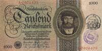 Deutschland Weimarer Republik 3. Reich Luxemburg 1000 Reichsmark mit luxemburgischem Gemeinde-, Post-, Sparkassenstempel, KN 7Stellig Serie R/A -