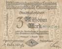Stuttgart 3 Millionen Mark Kassenschein der Stadt, Nr. 097201 -