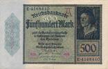 Deutsches Reich Deutschland, Weimarer Republik 500 Mark Reichsbanknote KN: 7stellig, Udr.Bst. A, Serie: E -