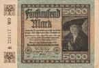 Deutsches Reich Deutschland, Weimarer Republik 5000 Mark Reichsbanknote KN: 6 stellig, Beispiel Foto -