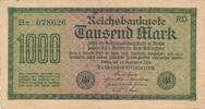 Deutsches Reich Deutschland, Weimarer Republik 1000 Mark Reichsbanknote KN: 6 stellig grün FZ: FZ, PL, PG, RD, VL, GB, Beispiel Foto -