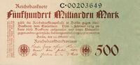 Deutschland Deutsches Reich 500 Milliarden Mark KN: 8stellig Serie C -