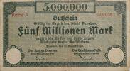 Deutschland, Deutsches Reich 5 Millionen Mark Großnotgeld, Dresden, Sachsen -