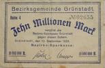 Deutschland, Deutsches Reich 10 Millionen Mark Großnotgeld Bezirksgemeinde Grünstadt, Rheinland-Pfalz -