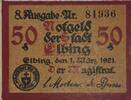 Deutschland, Deutsches Reich 50 Pfennig 1 x Notgeldschein, Stadt Elbing -