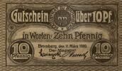 Deutschland, Deutsches Reich 10 Pfennig 1 x Notgeldschein, Stadt Bromberg, selten -