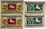 Deutschland, Deutsches Reich 2 x 10, 2 x 25 Pfennig 4 x Notgeldschein, Braunschweiger Notgeld, Braunschweiger Staatsbank -