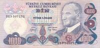 Türkei Türkiye 1000 Türk Lira Lirasi Bin Türk lirasi Türkiye Cumhuriyeti Kemal Atatürk 1970 -