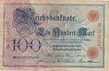 Kaiserreich Deutsches Reich Deutschland 100 Mark Reichsbanknote Siegel rot, KN 25 mm, Serie: D, Udr. Bst. Q, -