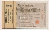 Kaiserreich Deutsches Reich Deutschland 20* 1000 Mark Reichsbanknote folgende Seriennummer, Siegel rot, KN 7stellig, Serie: L, Udr. Bst. S, 20 Stück -