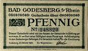 Deutschland, Deutsches Reich 25 Pfennig 1 x Notgeldschein, Notgeld Bad Godesberg -