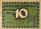 Deutschland, Deutsches Reich 10 Pfennig 1 x Notgeldschein, Stadt Auerbach, Sachsen -