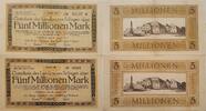Deutschland, Deutsches Reich 2* 5 Millionen Mark Großnotgeld, Opladen, Solingen, Serie A, 2 Stück lot, Nordrhein-Westfalen -