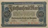 Deutschland, Deutsches Reich 5000 Mark Grossnotgeld, Dresden, Sächsische Bank, Serie E, Sachsen -