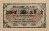 Deutschland, Deutsches Reich 100 Millionen Mark Grossnotgeld, Dresden, Sächsische Bank, Sachsen -