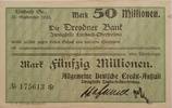 Deutschland, Deutsches Reich 50 Millionen Mark Grossnotgeld, Limbach, Allgemeine Deutsche Credit-Anstalt Dresdner Bank, Sachsen -